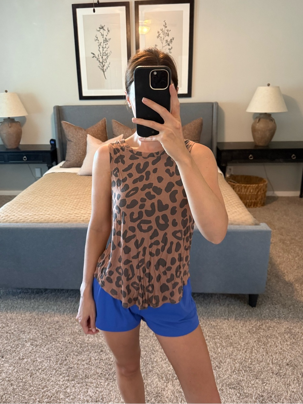 Brown Leopard Print Sleeveless Tank Top